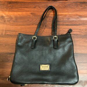 Valentina Italian Pebbled Leather Shoulder Bag Gold Hardware Classic Black